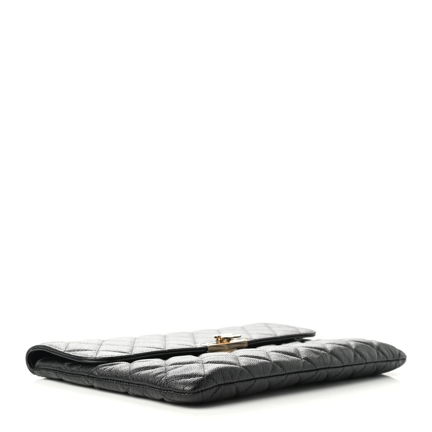 Caviar Quilted Medium Golden Class Pouch Black
