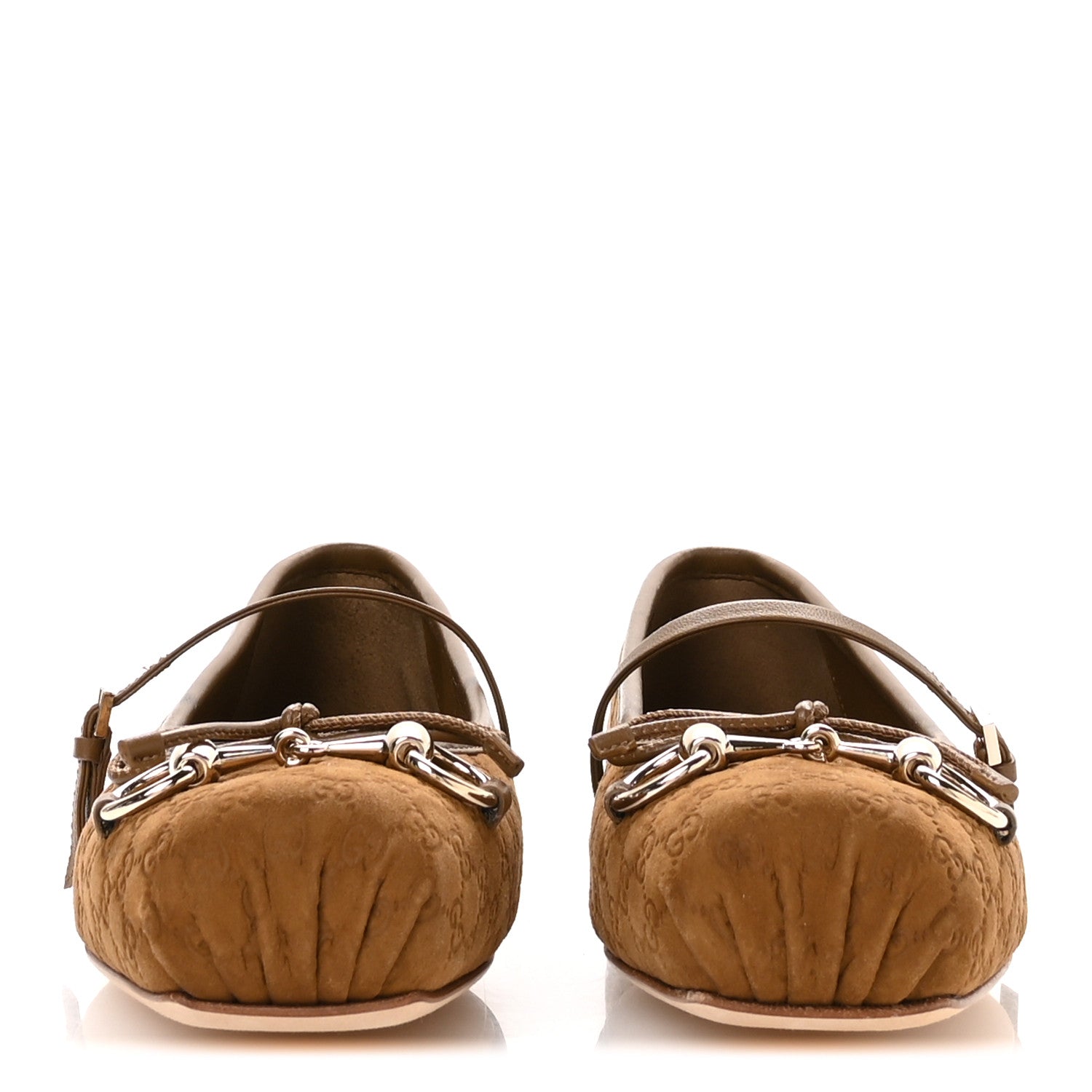 Gucci Kid Scamosciato Micro GG Monogram Horsebit Ballet Flats 37 Cuoio Dafne 3 of 9