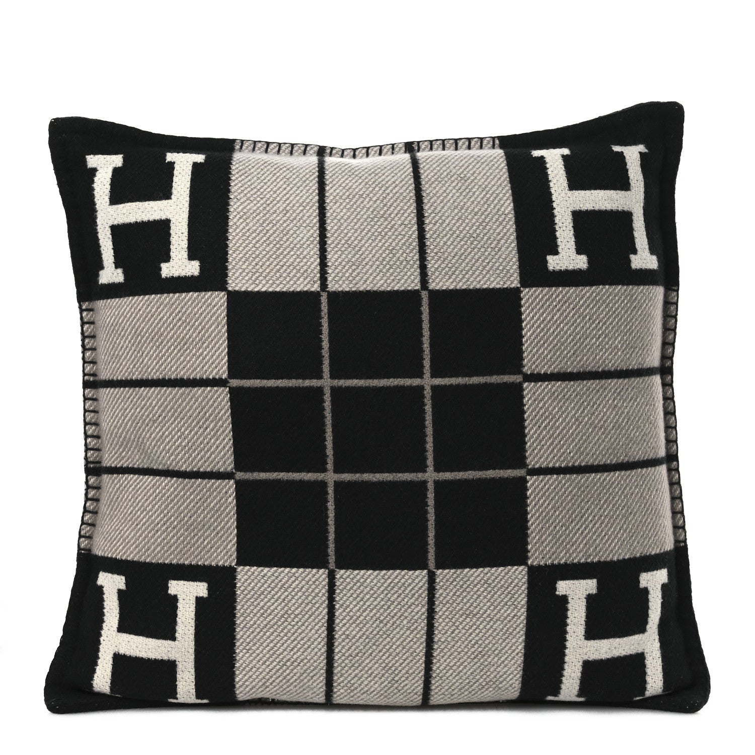 Hermes Wool Cashmere Avalon III Pillow PM Ecru Black 1 of 4