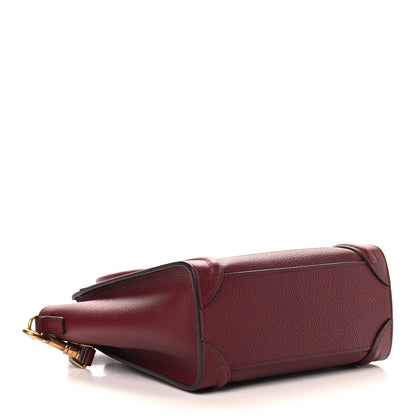 Celine Drummed Calfskin Nano Luggage Burgundy 4 of 10
