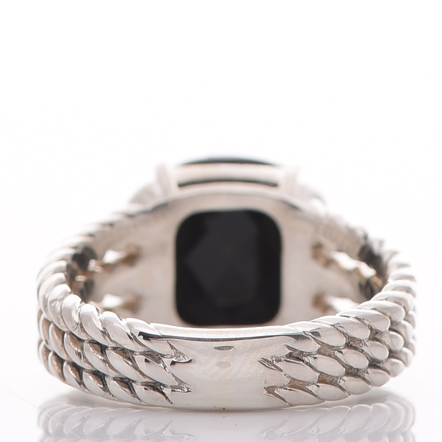 David Yurman Sterling Silver Diamond Black Onyx 10mm Petite Wheaton Ring 48 4.5 3 of 5