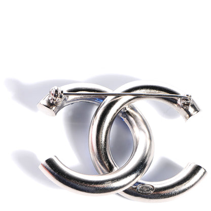 Chanel Crystal Baguette CC Brooch Blue Silver 3 of 5