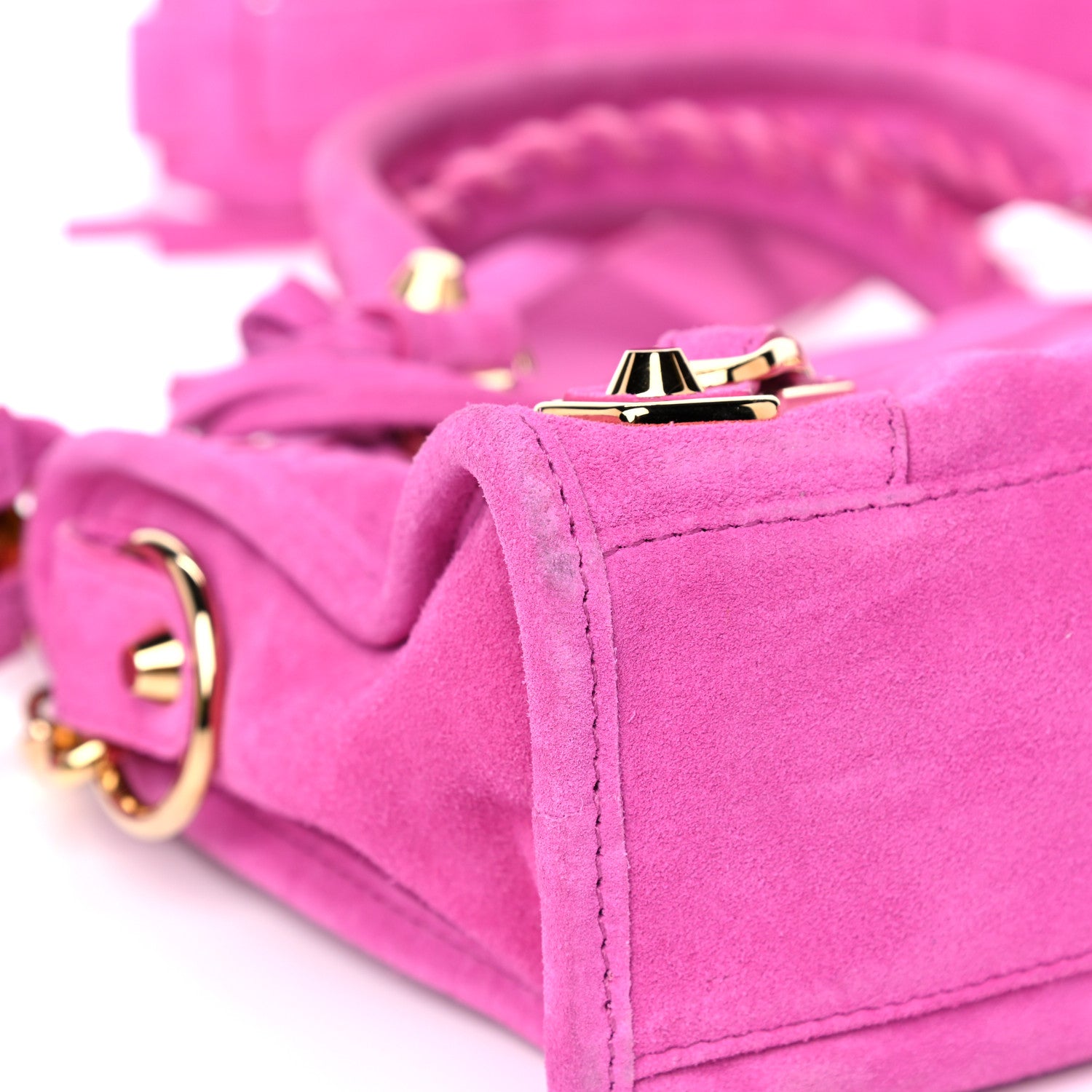 Balenciaga Baby Daim Suede Gold Metallic Edge Hardware Mini City Rose Fluo 11 of 16