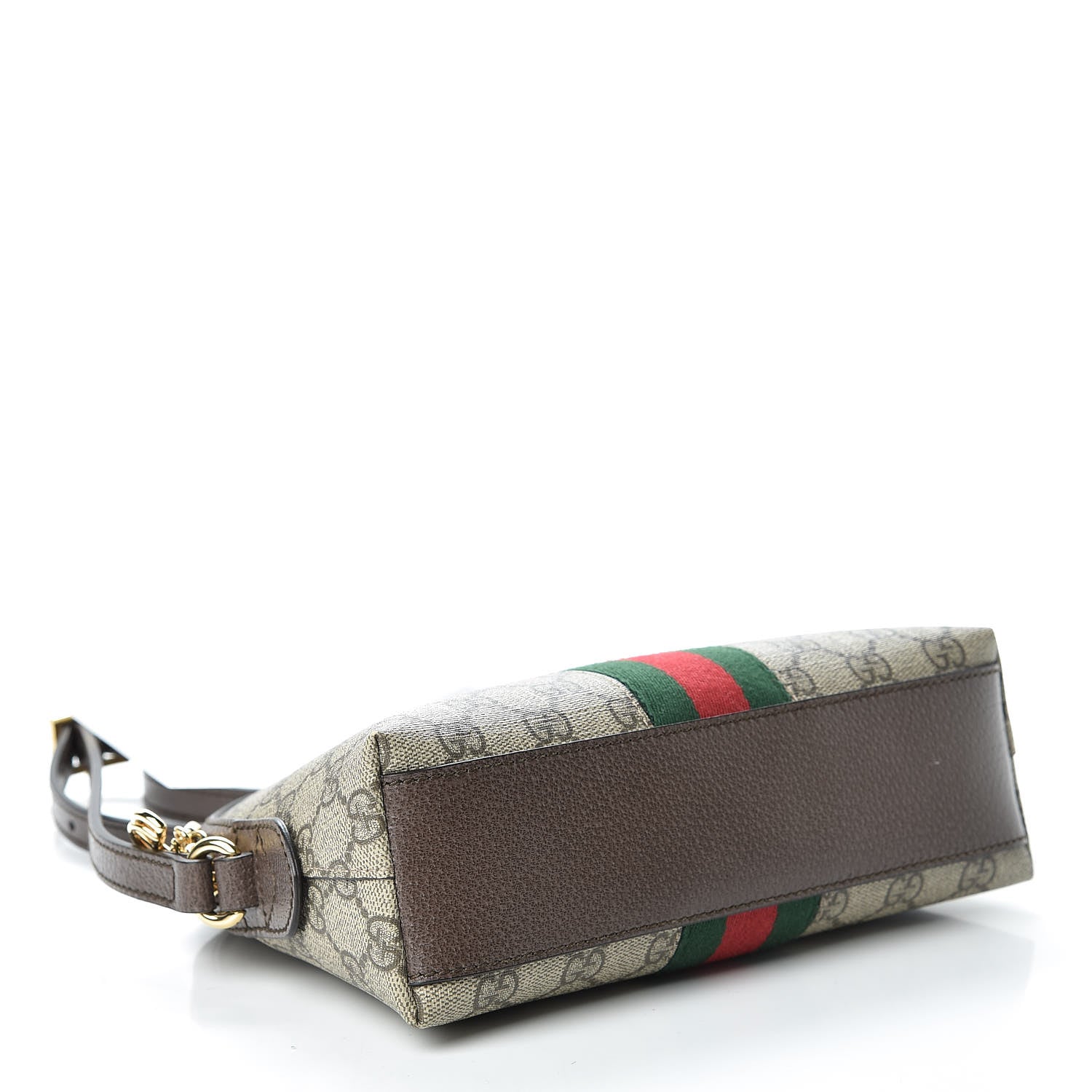 Gucci GG Supreme Monogram Textured Dollar Calfskin Web Small Ophidia Dome Shoulder Bag Beige Ebony New Acero 4 of 12
