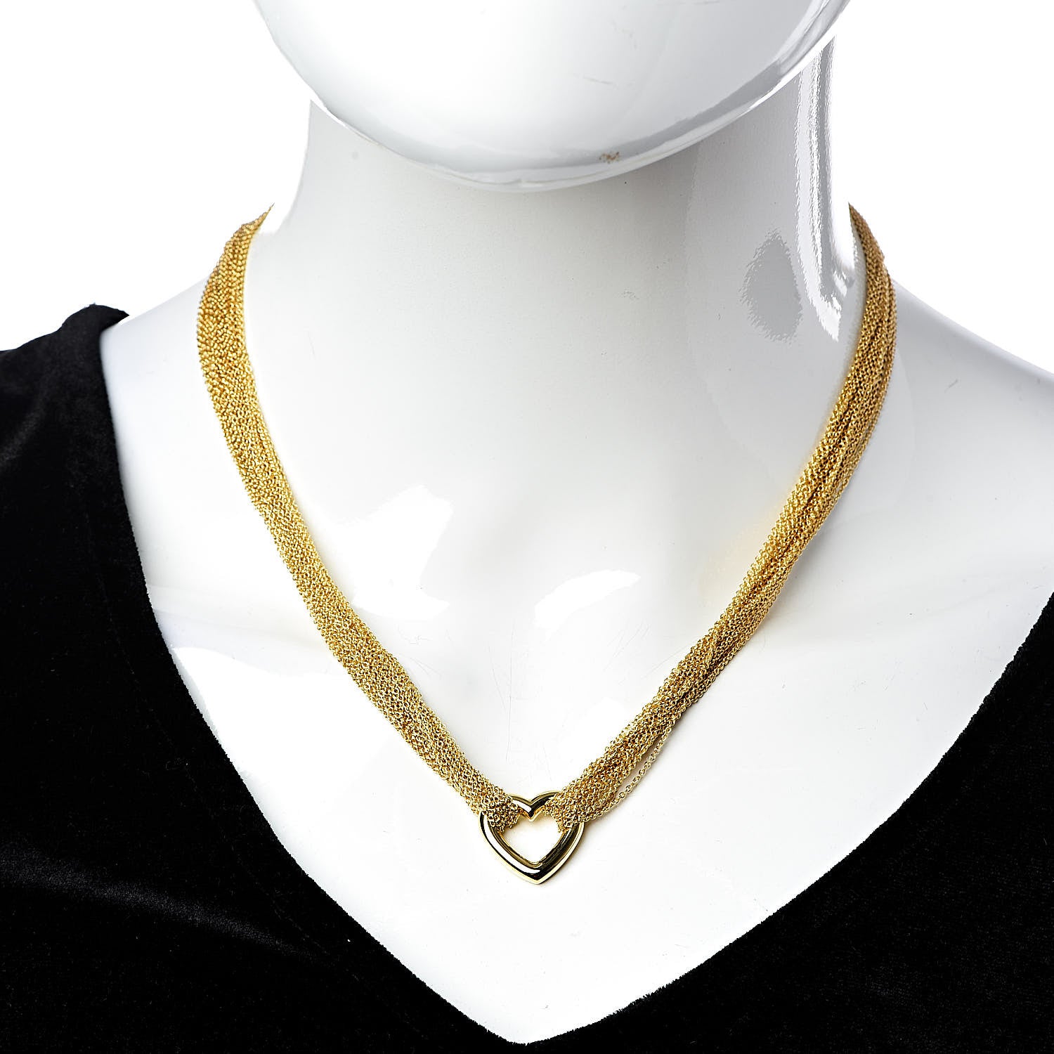 Tiffany 18K Yellow Gold Heart Mesh Toggle Necklace 2 of 6