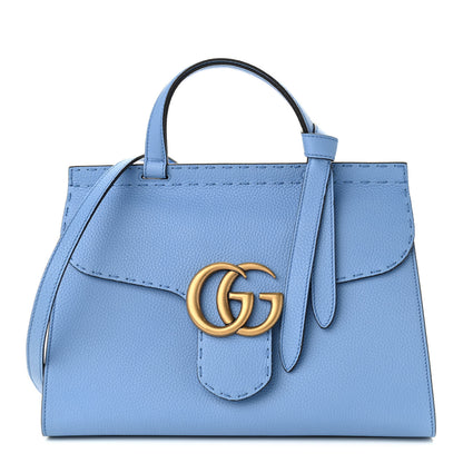 Gucci Calfskin Small GG Marmont Top Handle Bag Clear Sky Blue 1 of 10