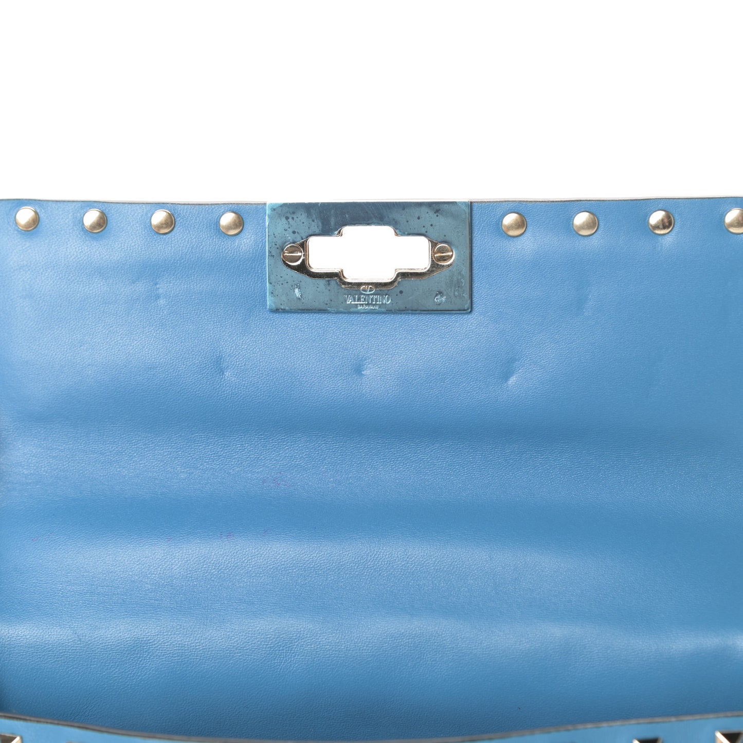 Nappa Small Rockstud Spike Shoulder Bag Bluette