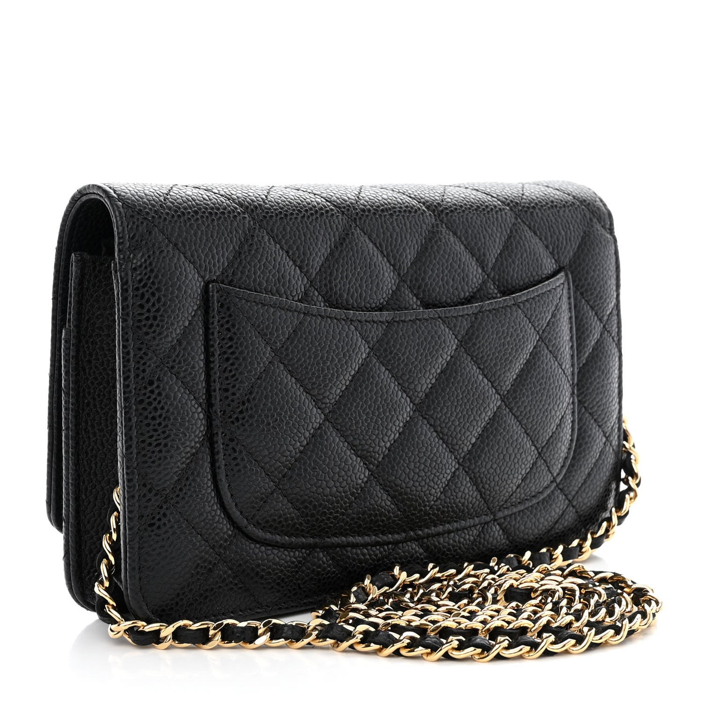Caviar Quilted Wallet on Chain WOC Black