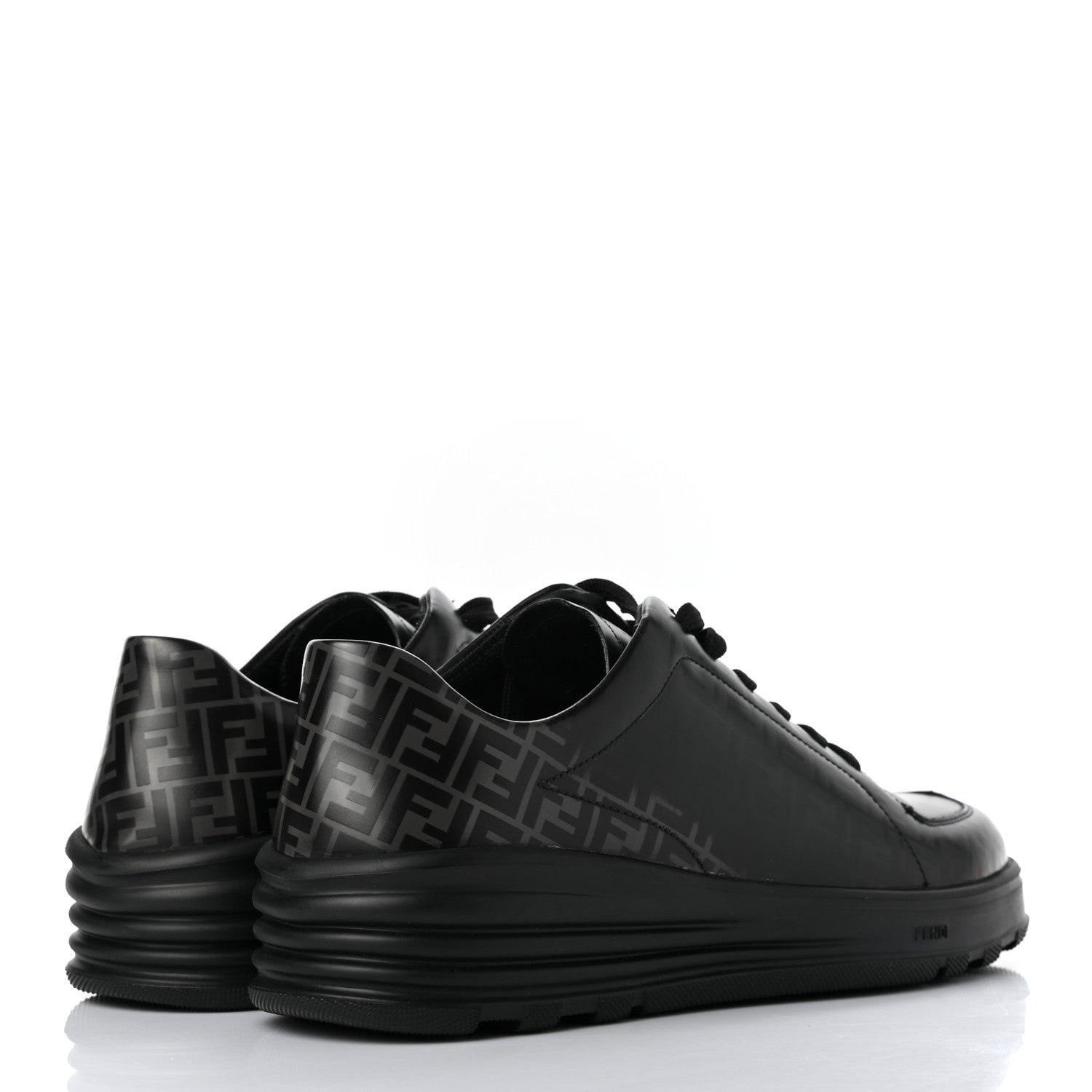Fendi Vitello Spazzolato FF Mens Low-Top Sneakers 9 Asfalto Black 4 of 8