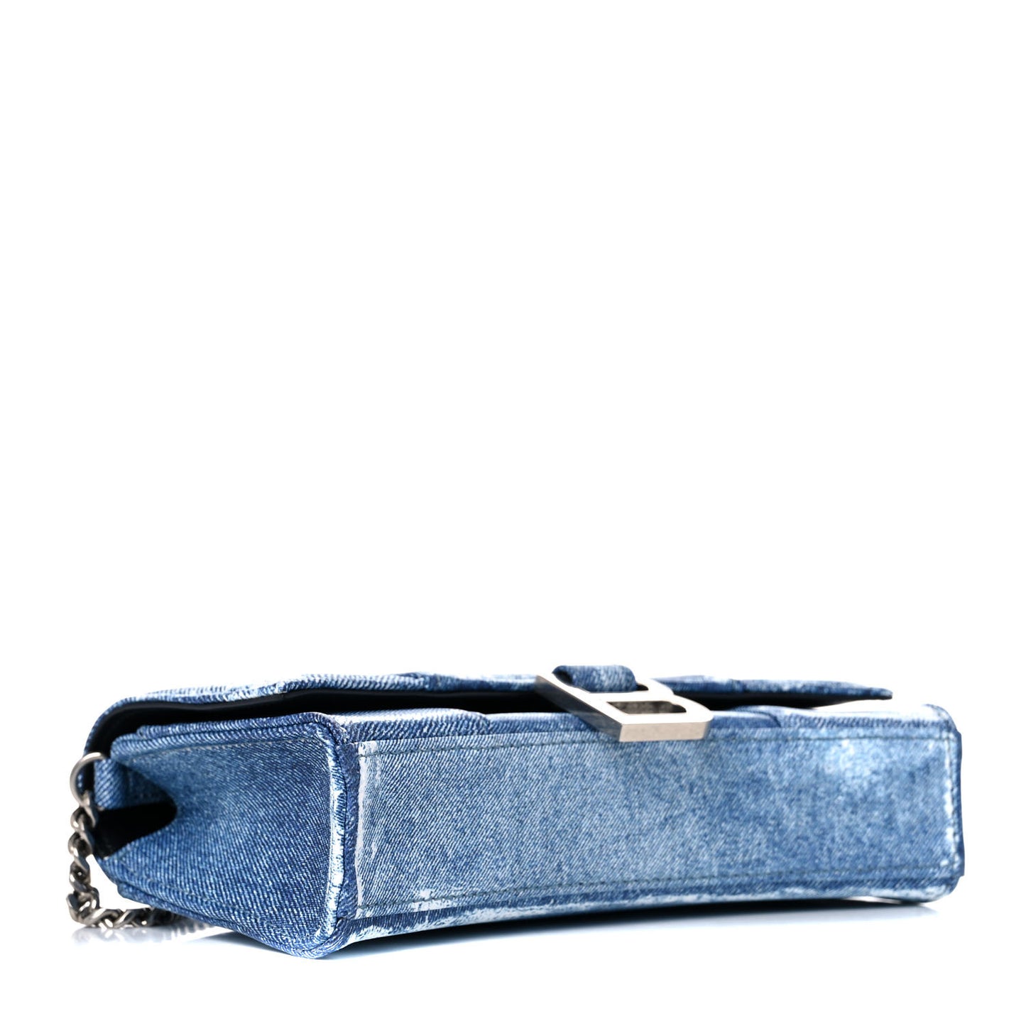 Nappa Denim Printed Hourglass Chain Bag Denim Blue