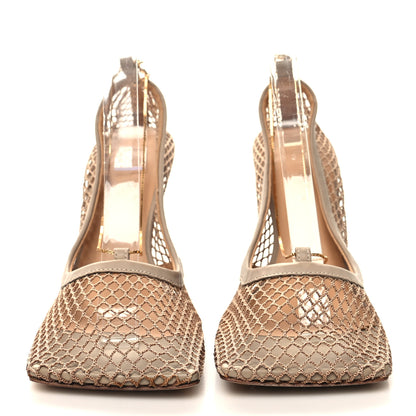 Bottega Veneta Mesh Calfskin Chain Stretch Pumps 39.5 Beige 2 of 7