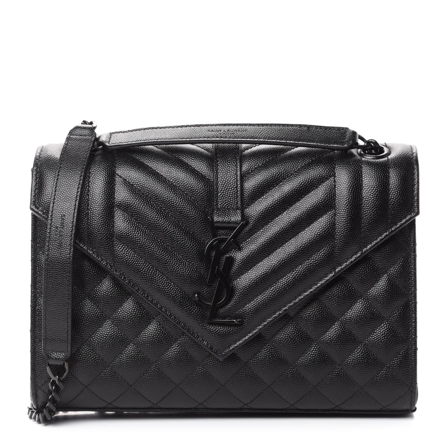 Grain De Poudre Textured Mixed Matelasse Triquilt Medium Monogram Satchel Black