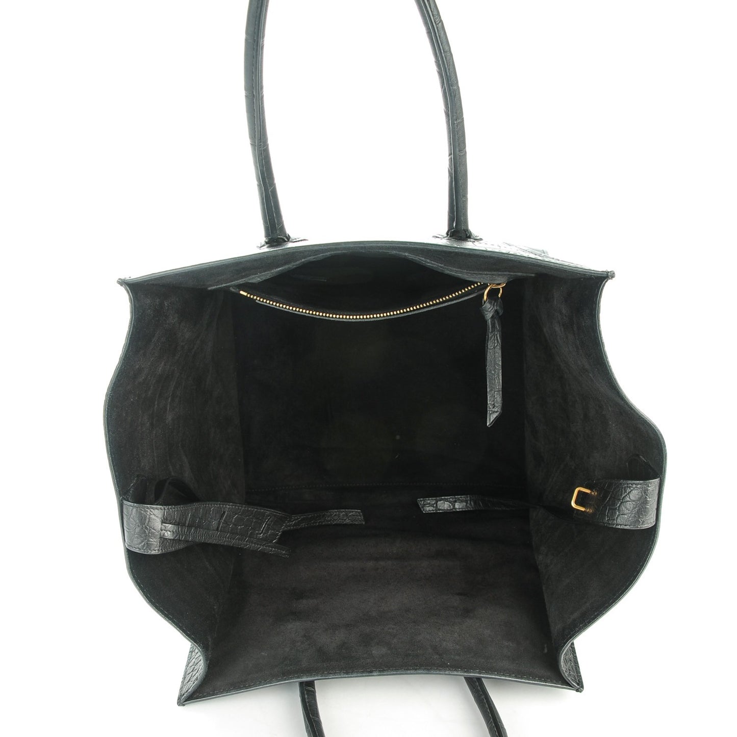 Crocodile Embossed Calfskin Medium Phantom Luggage Black