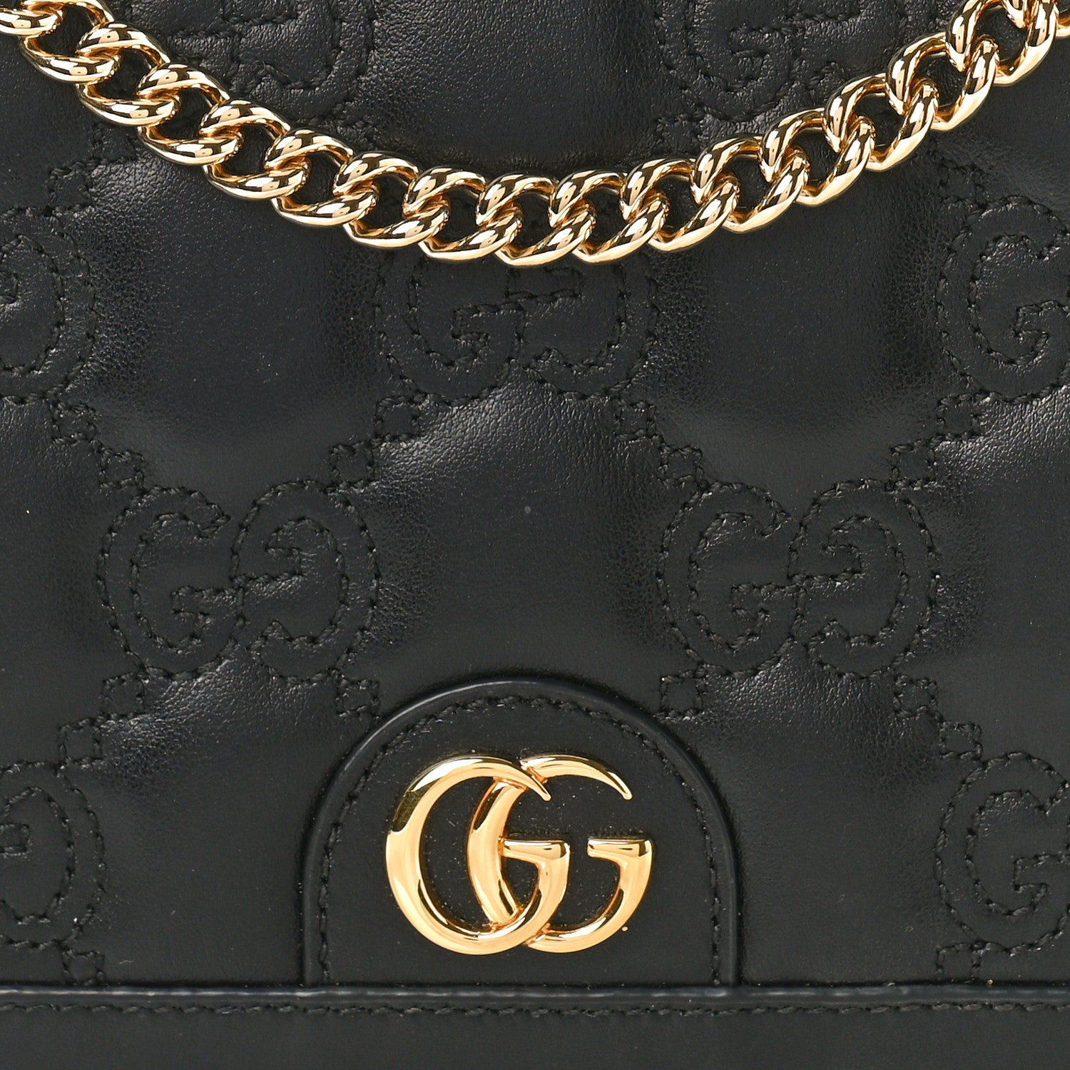 Gucci Calfskin GG Matelasse Chain Wallet Black 8 of 10