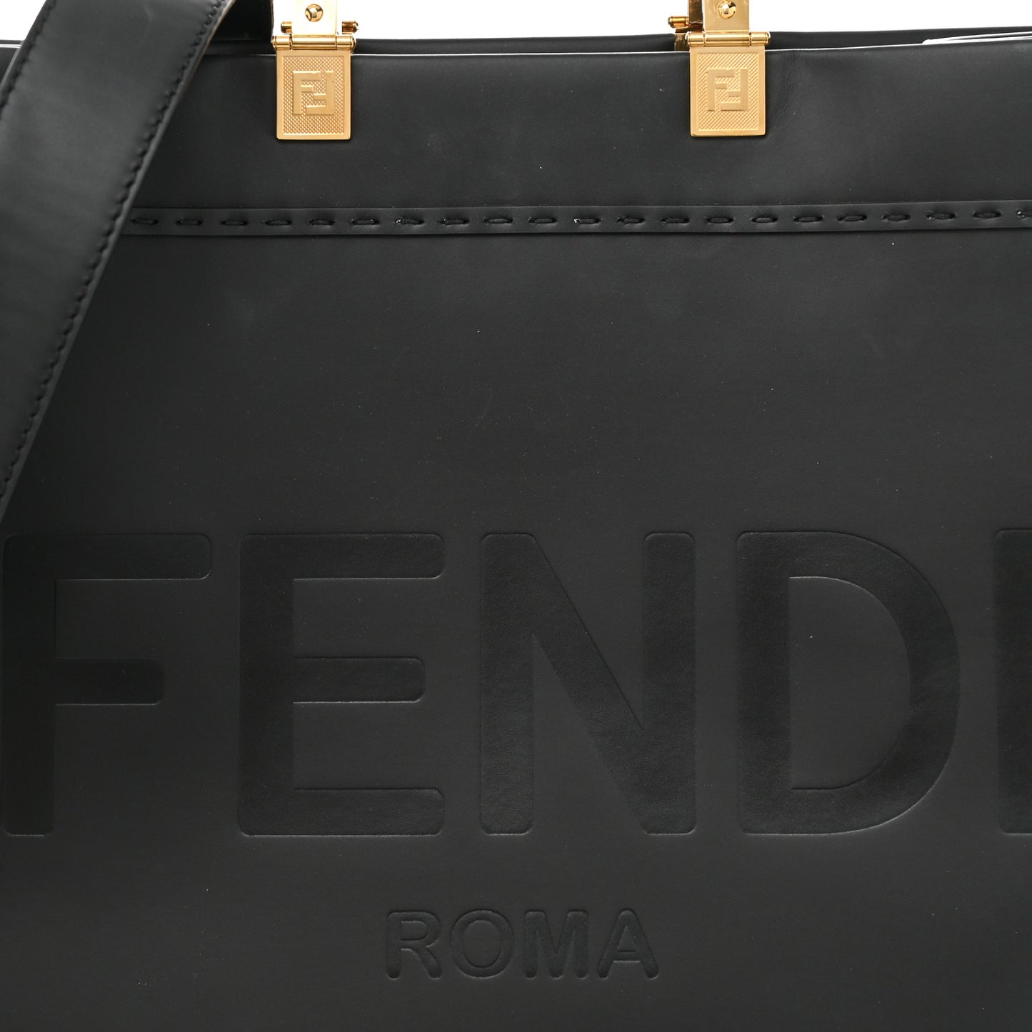 Vitello King Plexiglass Medium Fendi Sunshine Shopper Tote Black