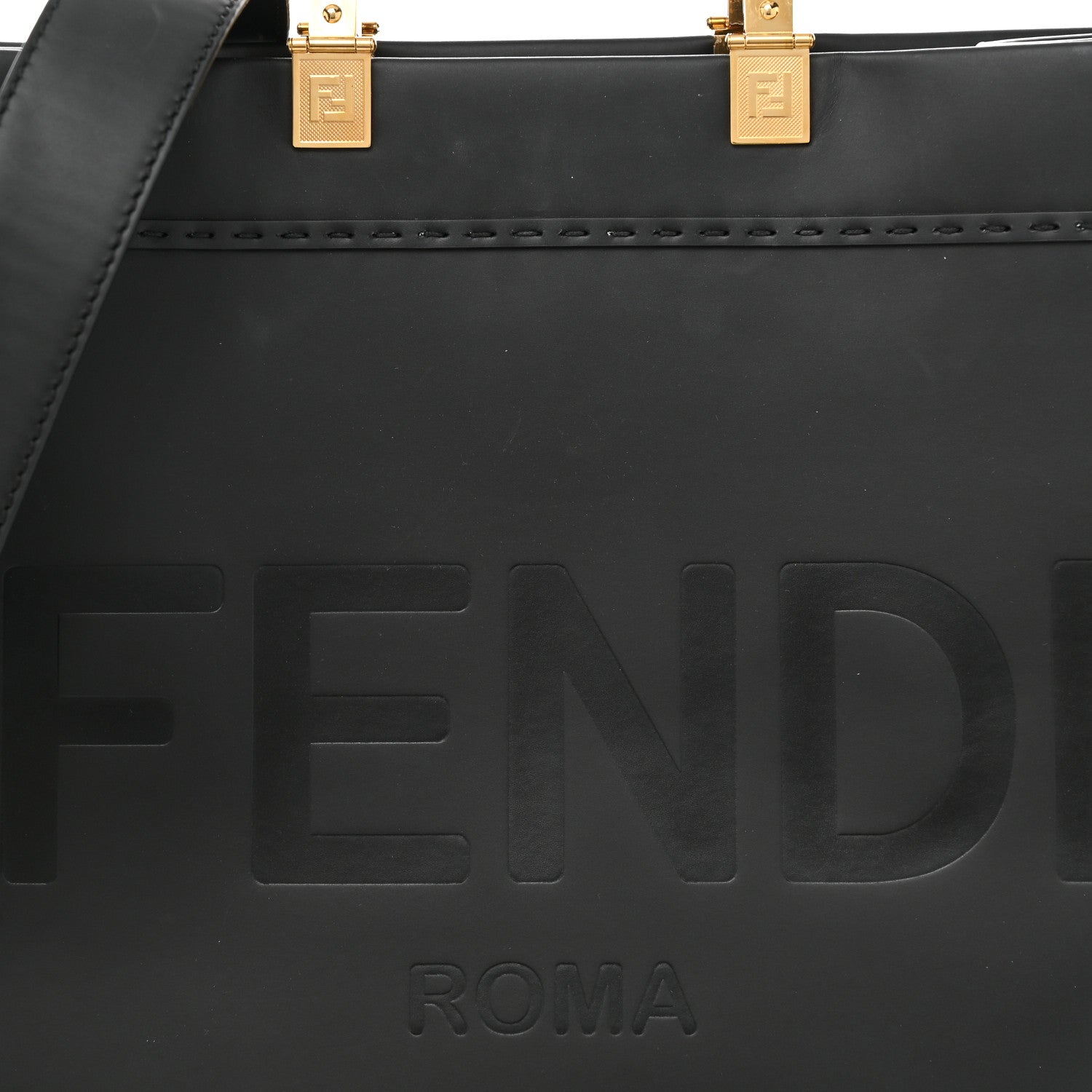 Fendi Vitello King Plexiglass Medium Fendi Sunshine Shopper Tote Black 7 of 10
