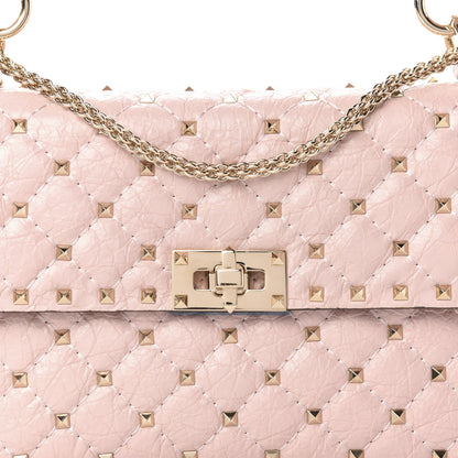Valentino Garavani Craquele Nappa Medium Rockstud Spike Shoulder Bag Water Rose 10 of 10