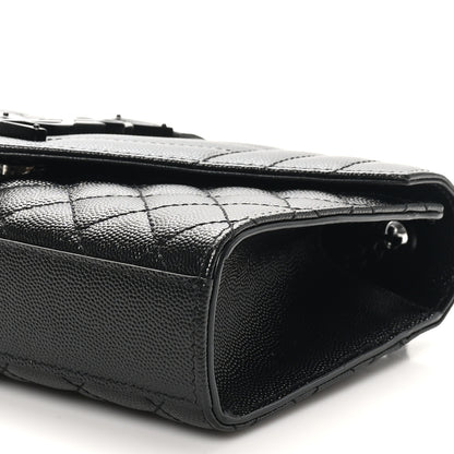 Saint Laurent Grain De Poudre Textured Mixed Matelasse Triquilt Small Monogram Monochrome Satchel Black 10 of 11