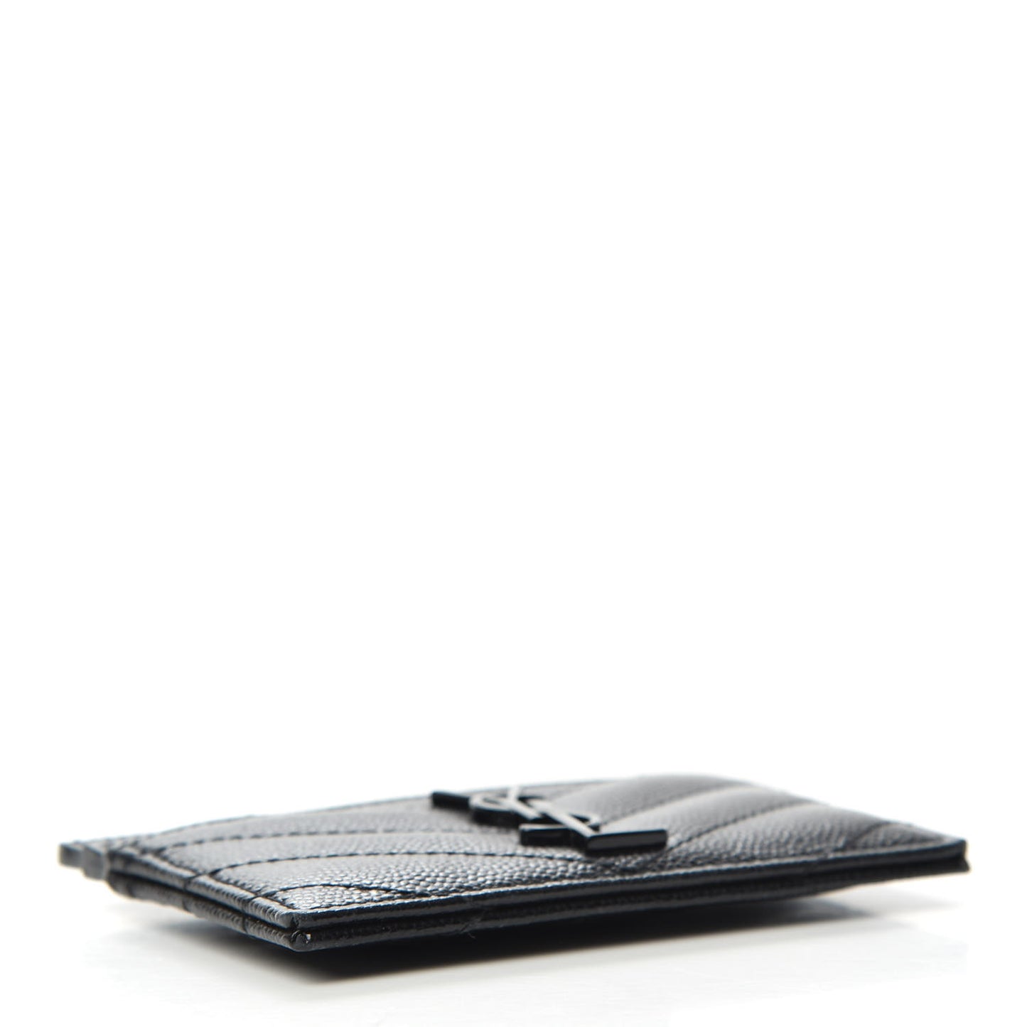 Grain De Poudre Matelasse Chevron Monogram Credit Card Case Black