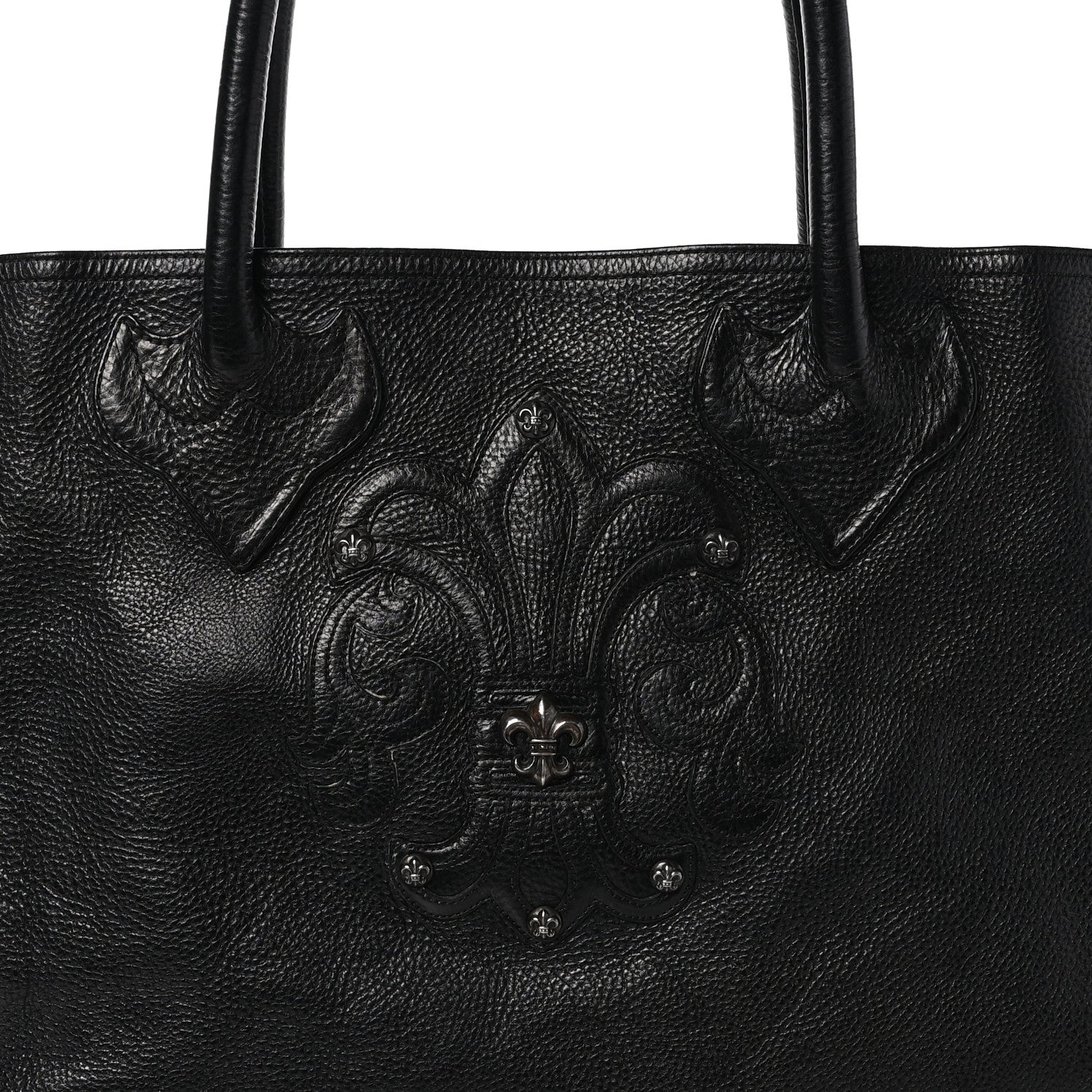 Chrome Hearts Grained Calfskin Fleur De Lis Tote Black 7 of 9
