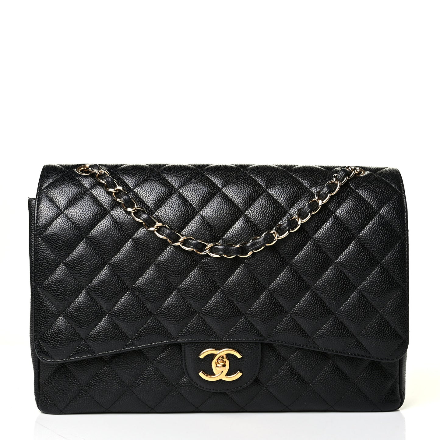 Caviar Quilted Maxi Double Flap Black
