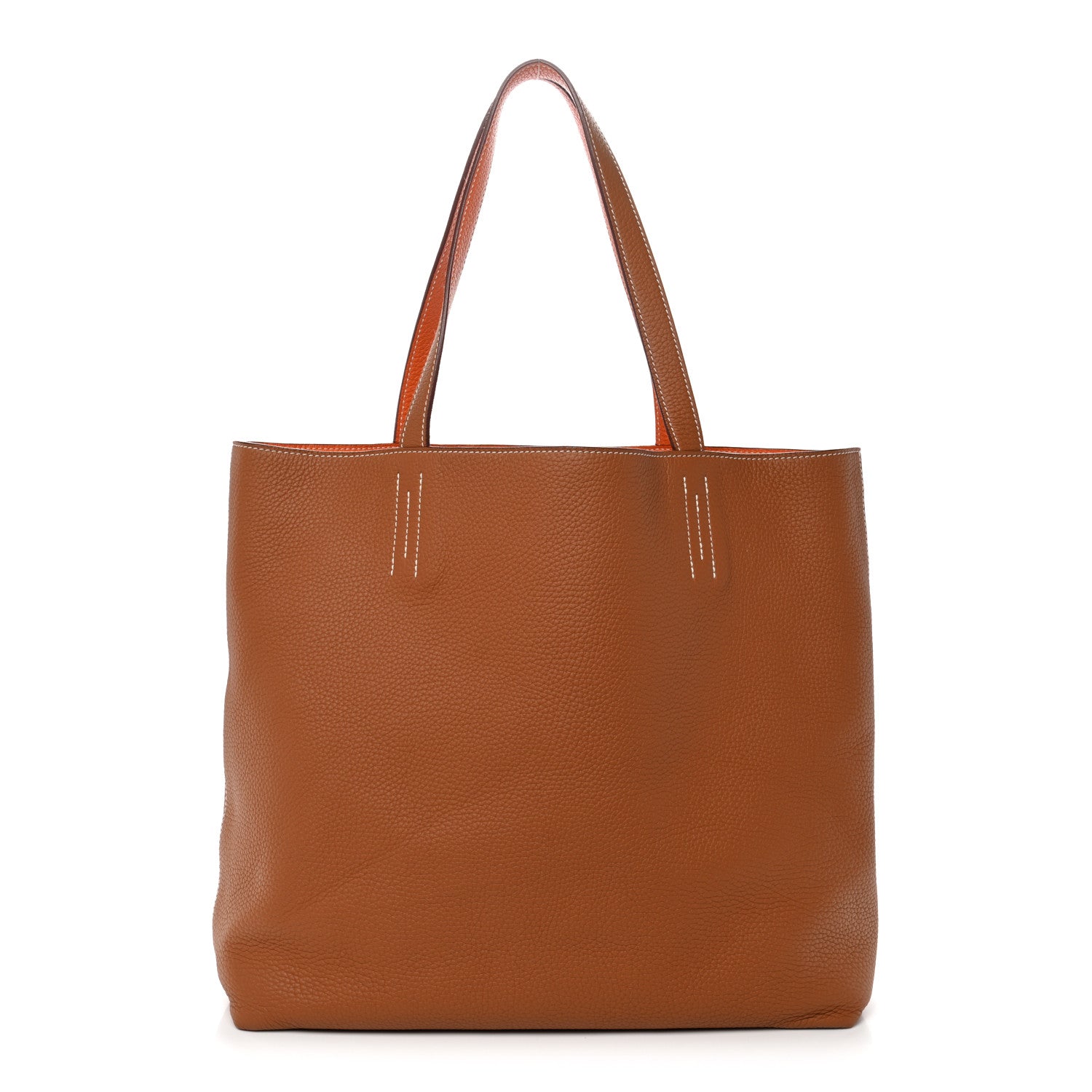 Hermes Taurillon Clemence Double Sens 45 Reversible Tote Orange Gold 1 of 17