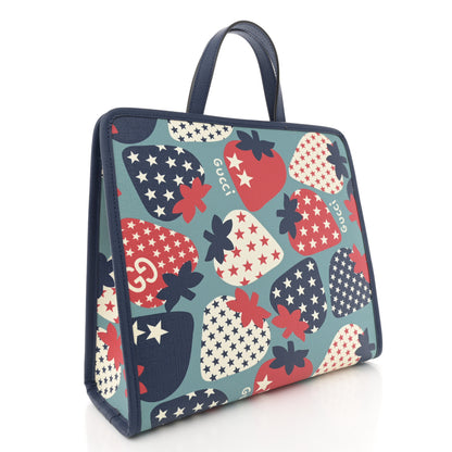 Gucci Coated Canvas Strawberry Stars Childrens Tote Red White Blue 3 of 10