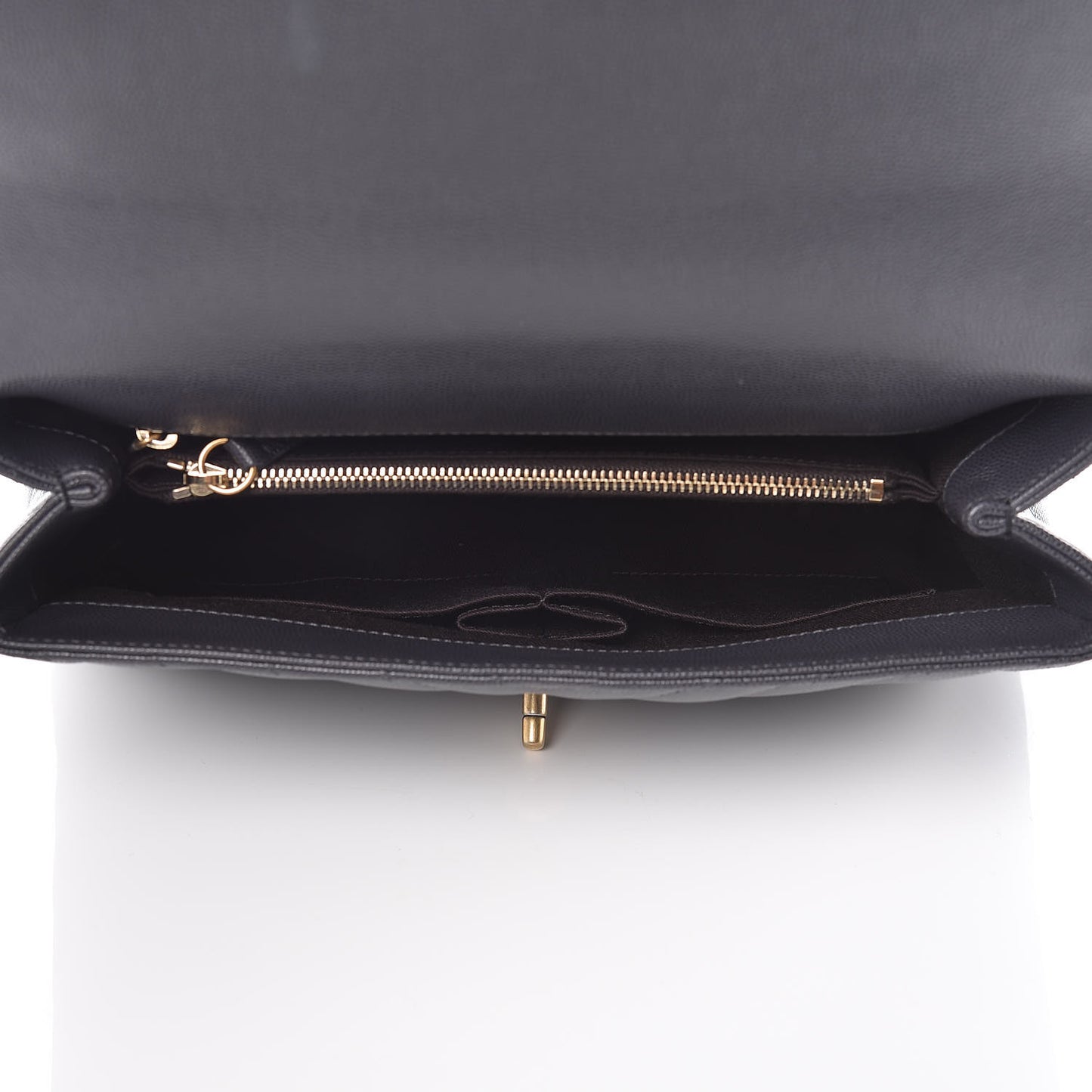 Caviar Chevron Quilted Small Coco Handle Flap Dark Grey