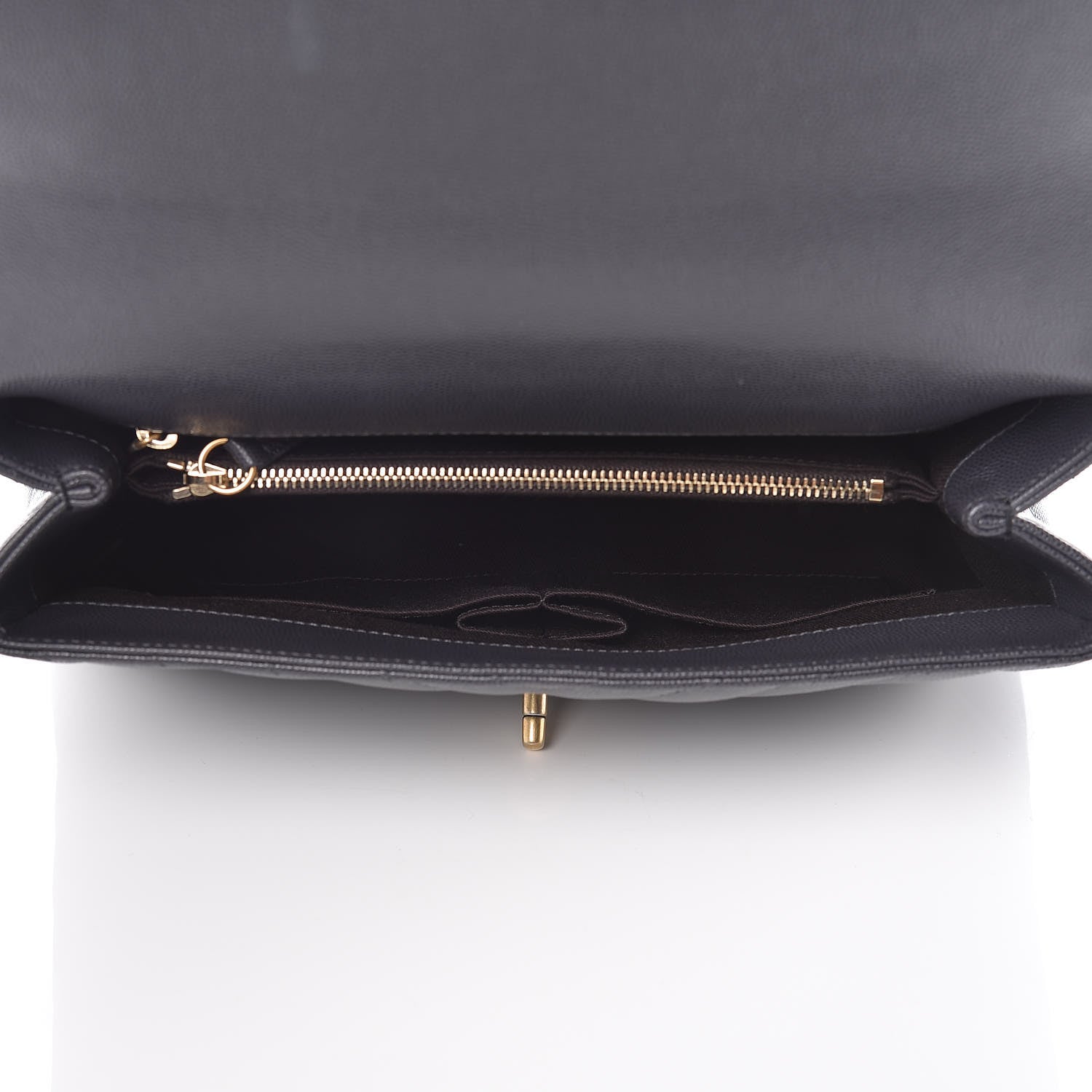Chanel Caviar Chevron Quilted Small Coco Handle Flap Dark Grey 6 of 11