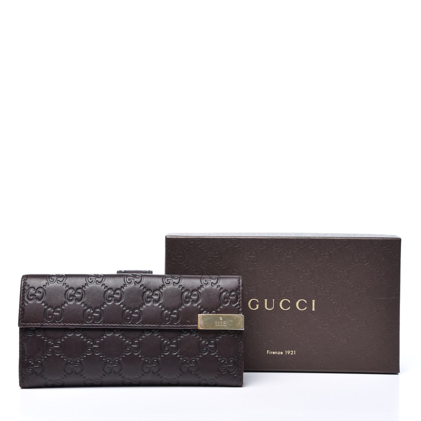 Guccissima Signature Dice Continental Wallet Chocolate