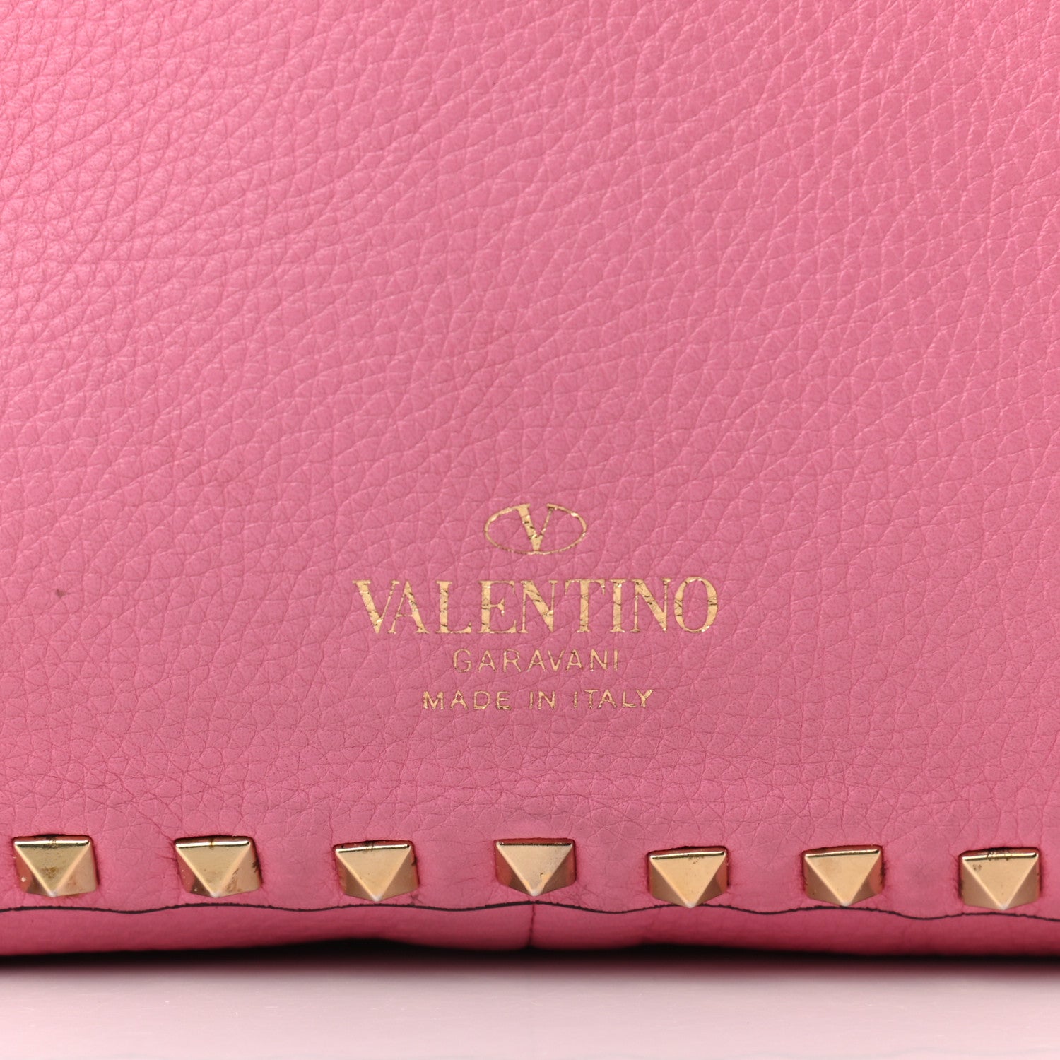 Valentino Garavani Grained Calfskin Medium Rockstud Reversible Tote Army Green Pink 12 of 16