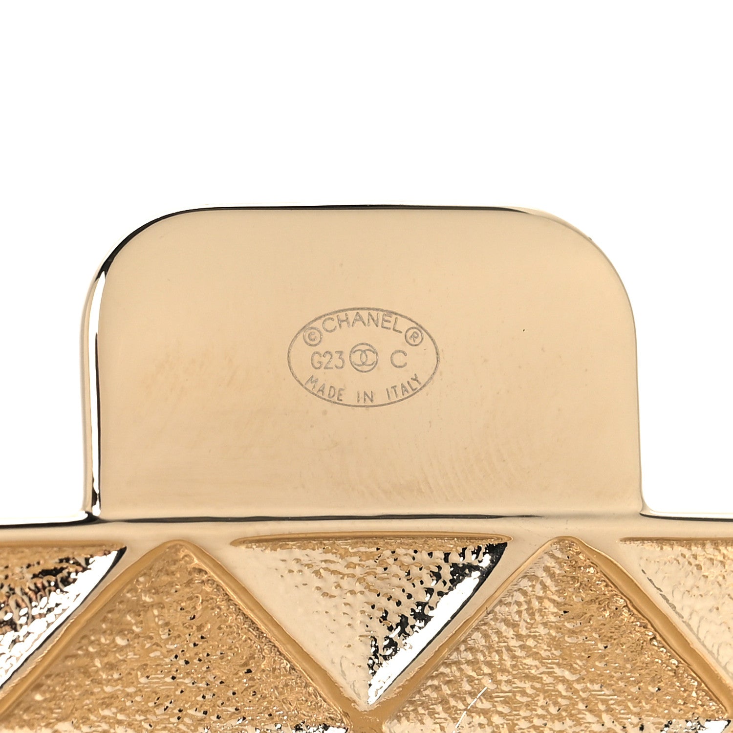 Chanel Metal Resin Flap Bag Long Necklace Gold White 4 of 5