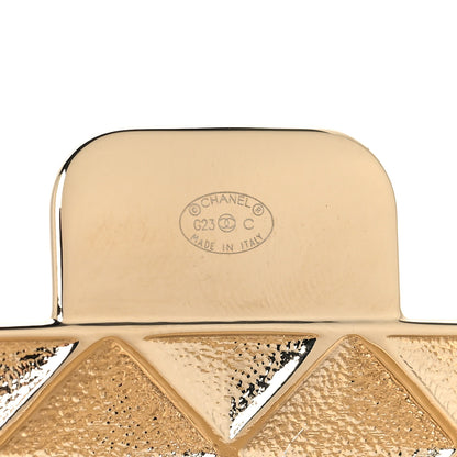 Chanel Metal Resin Flap Bag Long Necklace Gold White 4 of 5