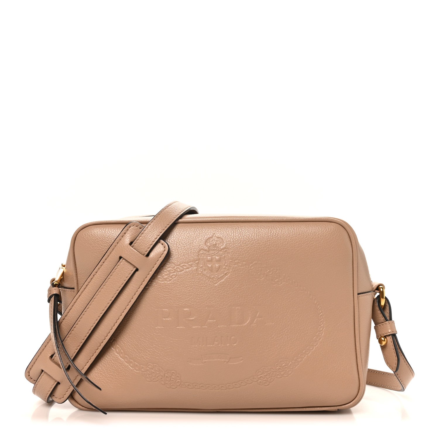 Prada Glace Calfskin Embossed Logo Crossbody Cammeo 1 of 9