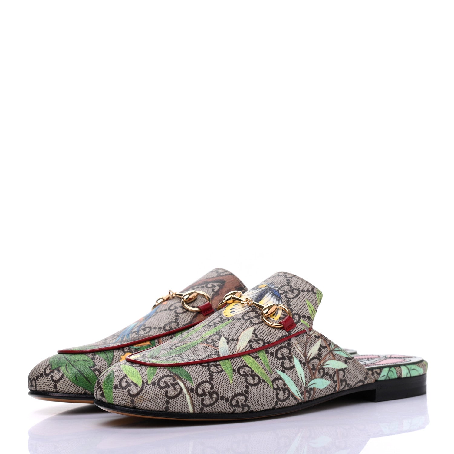 Gucci GG Supreme Monogram Tian Womens Princetown Slippers 36.5 Beige Ebony Multicolor 3 of 10