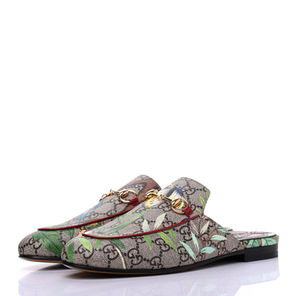 Gucci GG Supreme Monogram Tian Womens Princetown Slippers 36.5 Beige Ebony Multicolor 3 of 10