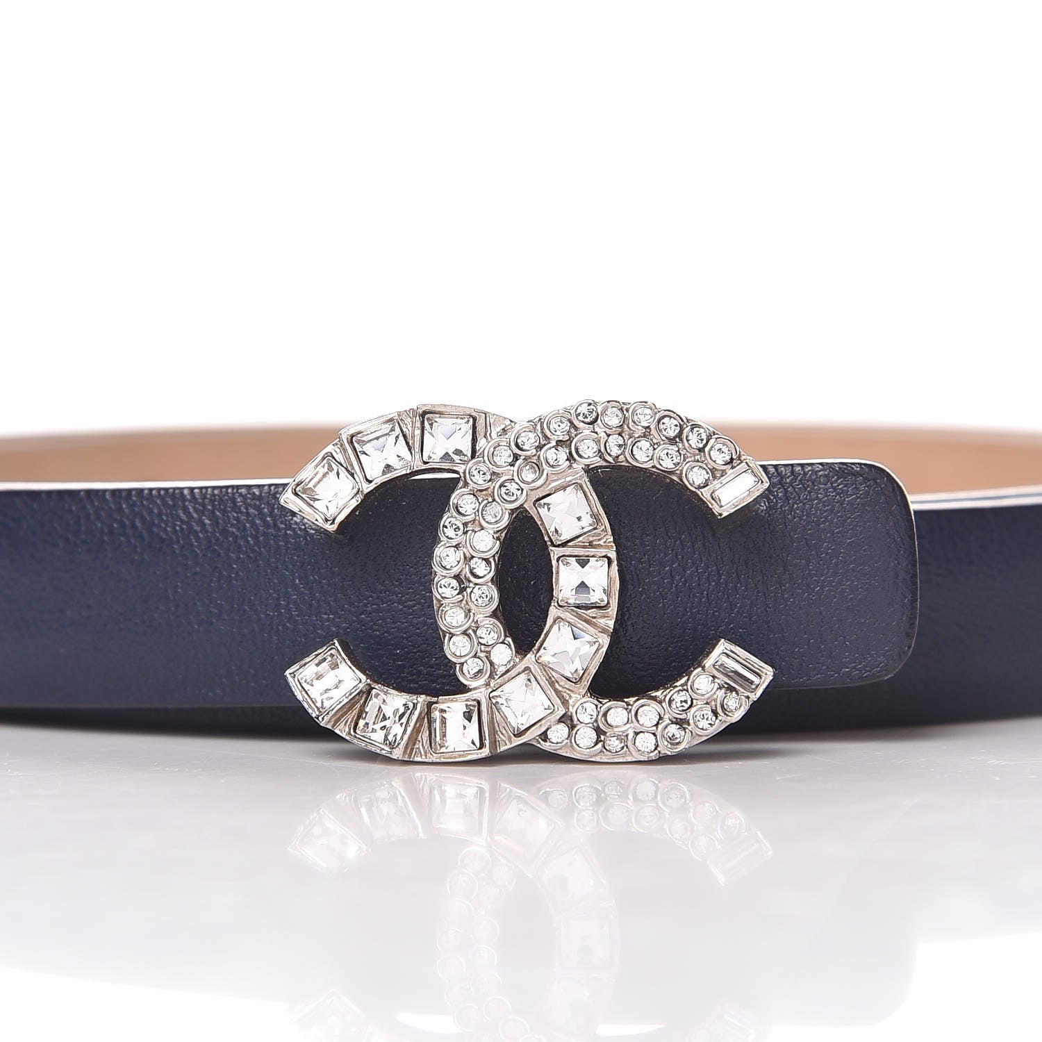 Chanel Baguette Crystal Lambskin CC Belt 90 36 Blue 3 of 9