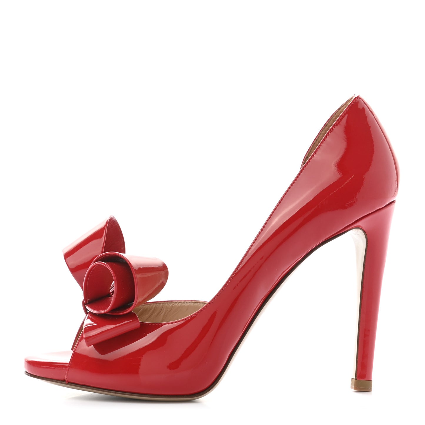 Patent Couture Bow Peep Toe d'Orsay 15/110mm Pumps 36.5 Rosso Valentino