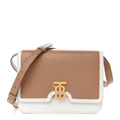 Burberry Smooth Calfskin Monogram Medium TB Bag Chalk White Camel 1 of 10