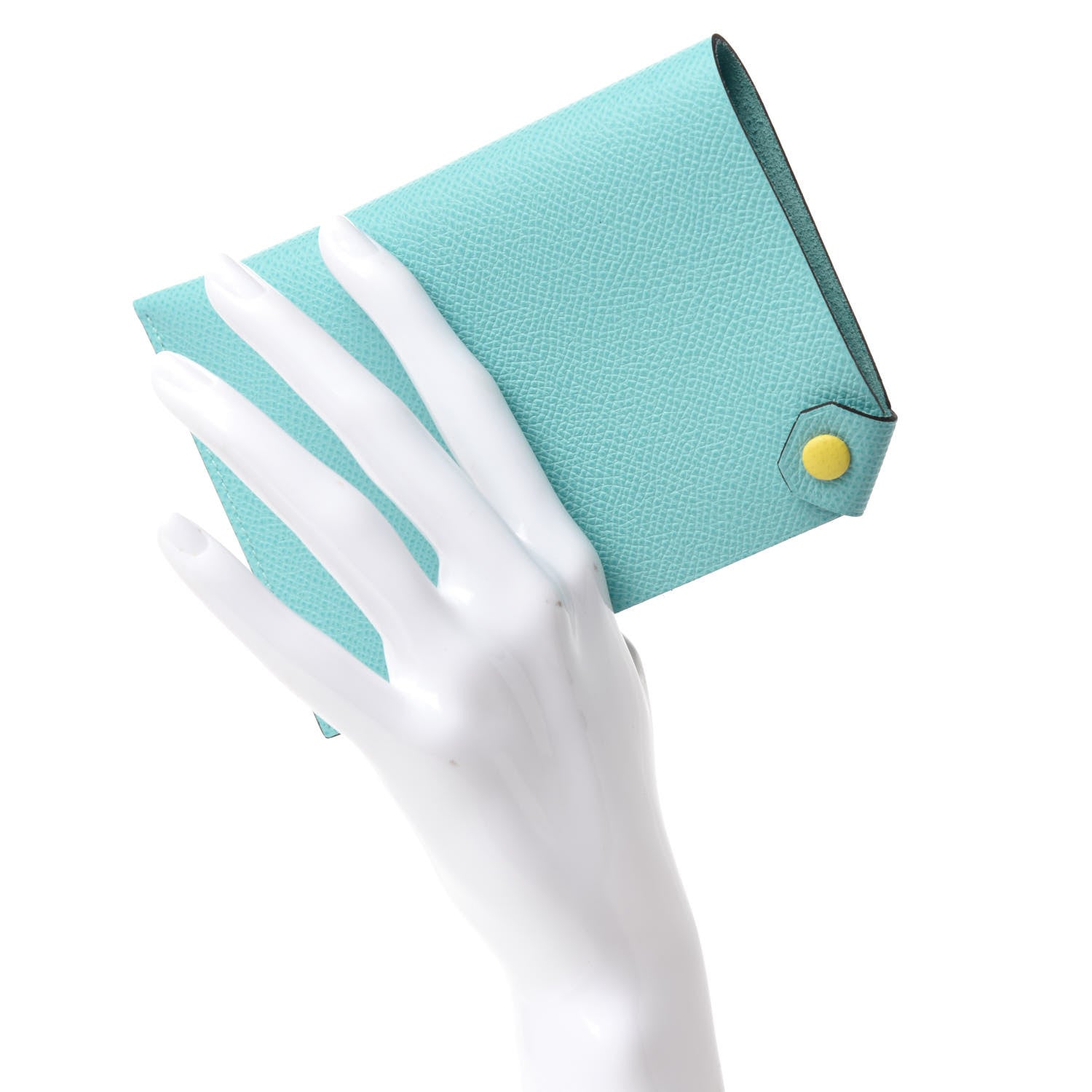 Hermes Epsom Tarmac Dot PM Passport Holder Bleu Atoll Lime 2 of 7