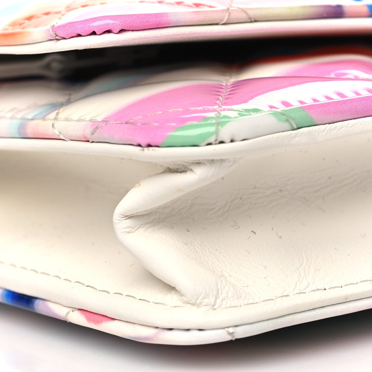 Printed Patent Quilted Rainbow Wallet On Chain WOC