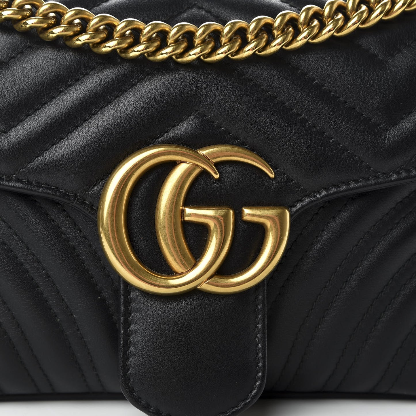 Calfskin Matelasse Small GG Marmont Shoulder Bag Black
