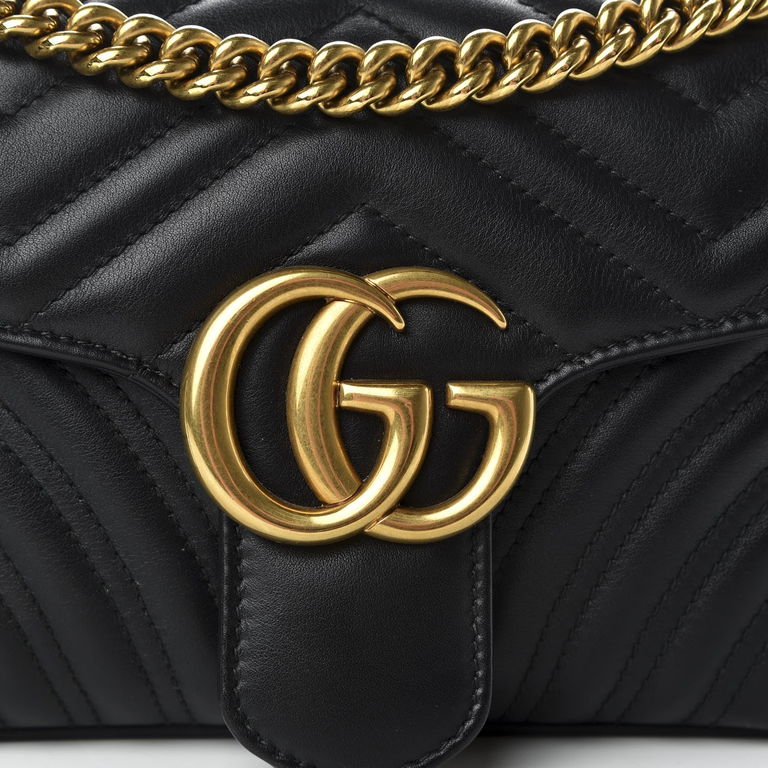 Gucci Calfskin Matelasse Small GG Marmont Shoulder Bag Black 10 of 10