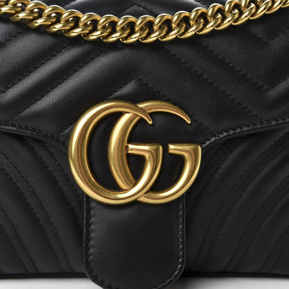 Gucci Calfskin Matelasse Small GG Marmont Shoulder Bag Black 10 of 10