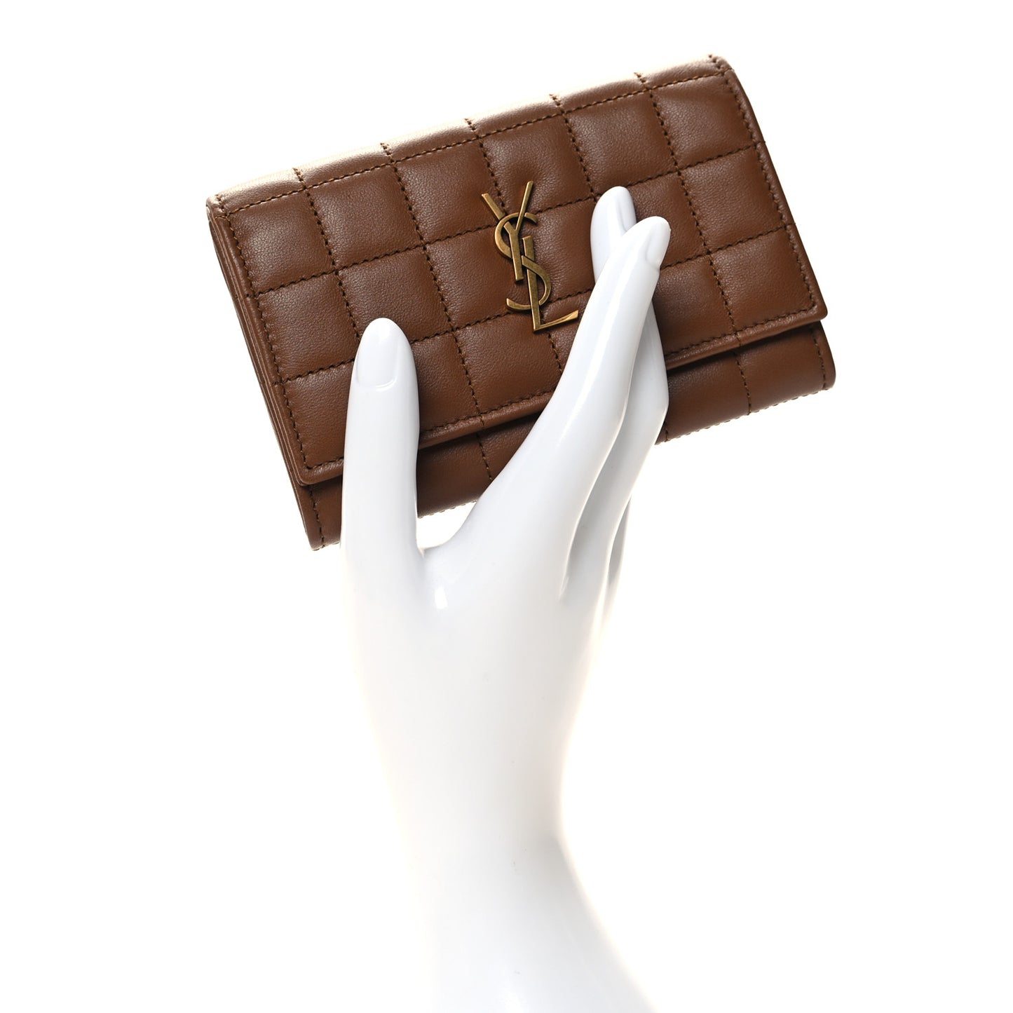 Goatskin Carre Quilted Cassandre Small Envelope Wallet Fox