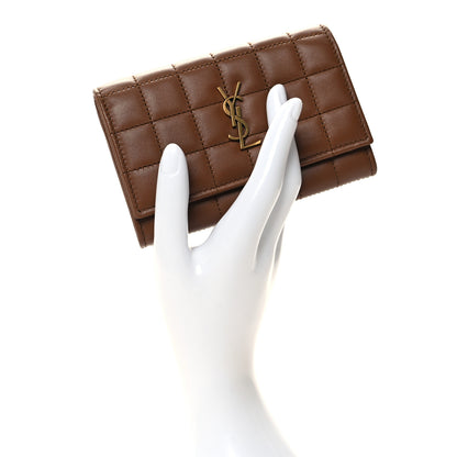 Saint Laurent Goatskin Carre Quilted Cassandre Small Envelope Wallet Fox 2 of 8