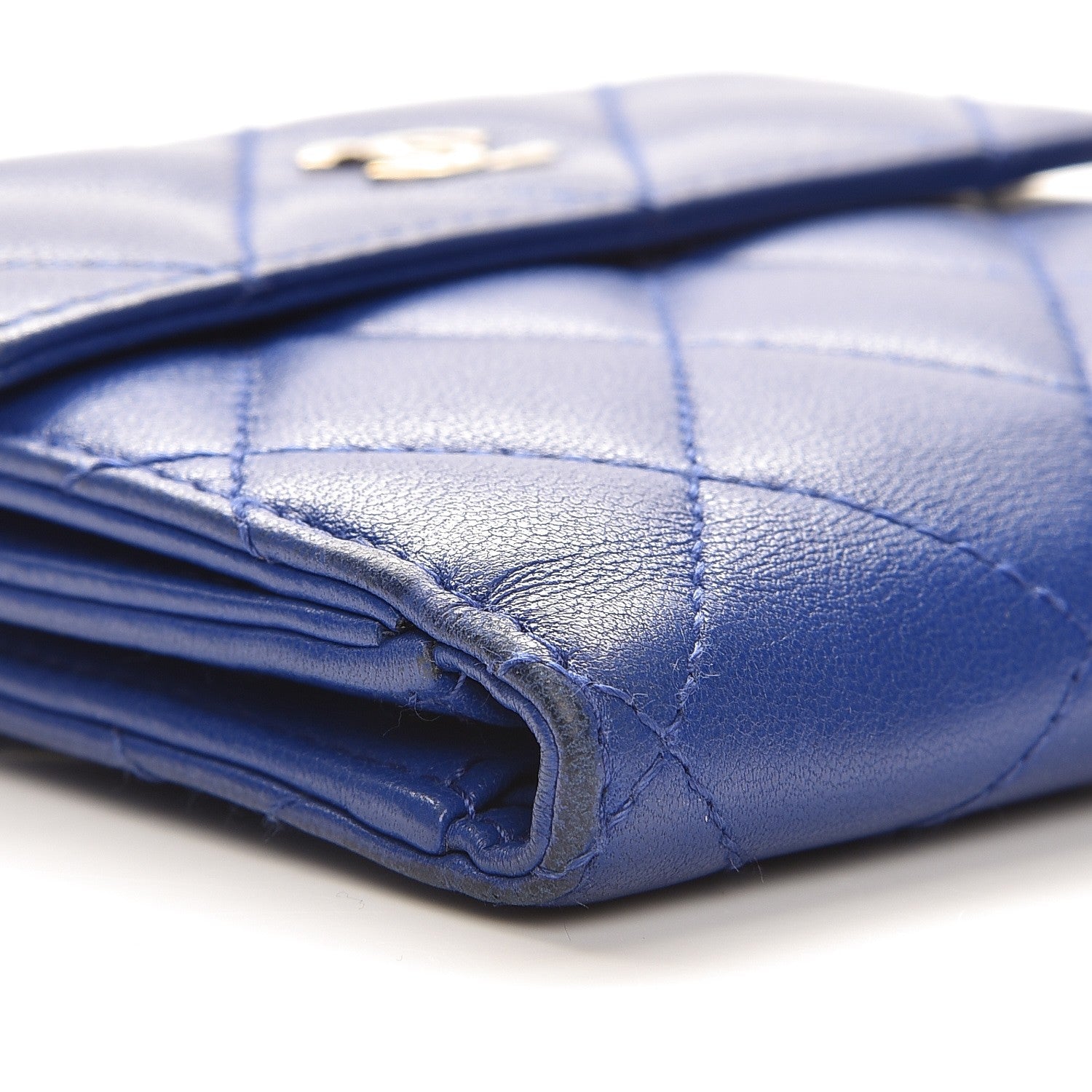 Chanel Lambskin Quilted Compact French Flap Wallet Blue 11 of 11