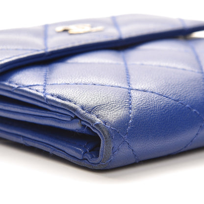 Chanel Lambskin Quilted Compact French Flap Wallet Blue 11 of 11
