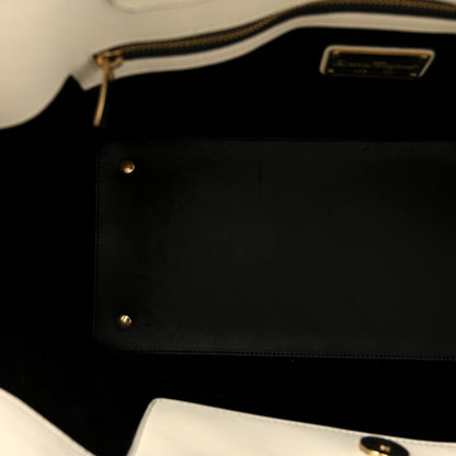 Salvatore Ferragamo Calfskin ZigZag Tote Black White 10 of 14