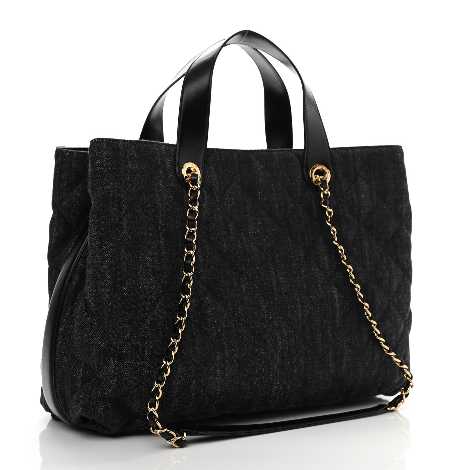 Chanel Denim Calfskin Quilted Tote Black 3 of 10